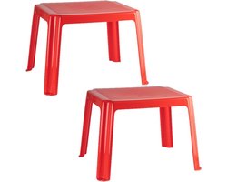 Plasticforte Kindertafel - 2x stuks - kunststof - rood - 55 x 66 x 43 cm - camping - tuin - tafeltje