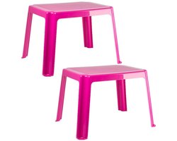 Plasticforte Kindertafel - 2x stuks - kunststof - roze - 55 x 66 x 43 cm - camping - tuin - tafeltje