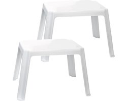 Plasticforte Kindertafel - 2x stuks - kunststof - wit - 55 x 66 x 43 cm - camping - tuin - tafeltje