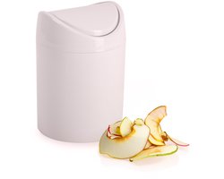 Plasticforte klein aanrecht prullenbakje - met klepdeksel - roze - kunststof - 1,4 Liter - 12 x 17 cm