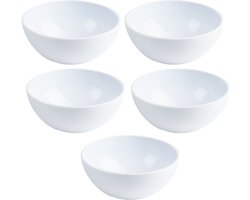 Plasticforte Kommetjes - 10x - Schaaltjes - wit - kunststof - 12 x 5 cm - voor dessert en ontbijt - 425 ML - BPA vrij - Onbreekbaar