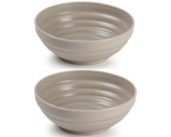 Plasticforte Kommetjes / schaaltjes - 4x - dessert en ontbijt - kunststof - D13x5 cm - taupe beige