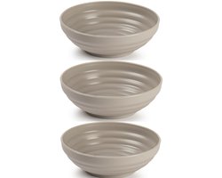 Plasticforte Kommetjes / schaaltjes - 6x - dessert en ontbijt - kunststof - D13x5 cm - taupe beige