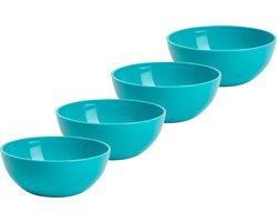 Plasticforte kommetjes/schaaltjes - 4x - dessert/ontbijt - kunststof - D12 x H5 cm - blauw - BPA vrij