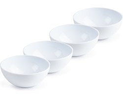 Plasticforte kommetjes/schaaltjes - 4x - dessert/ontbijt - kunststof - D12 x H5 cm - ivoor wit - BPA vrij