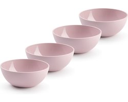 Plasticforte kommetjes/schaaltjes - 4x - dessert/ontbijt - kunststof - D12 x H5 cm - roze - BPA vrij