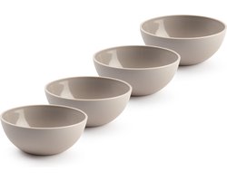Plasticforte kommetjes/schaaltjes - 4x - dessert/ontbijt - kunststof - D12 x H5 cm - taupe