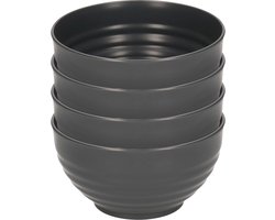 Plasticforte Kommetjes/schaaltjes - 4x - dessert/ontbijt - kunststof - D13 cm - antraciet
