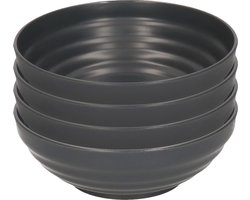 Plasticforte Kommetjes/schaaltjes - 4x - Dessert/ontbijt - Kunststof - D13 cm - antraciet