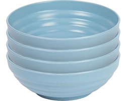 Plasticforte Kommetjes/schaaltjes - 4x - Dessert/ontbijt - Kunststof - D13 cm - ijsblauw