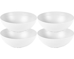 Plasticforte Kommetjes/schaaltjes - 4x - Dessert/ontbijt - Kunststof - D13 cm - Ivoor wit