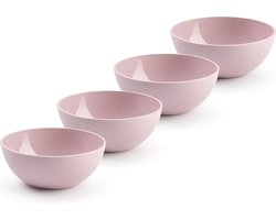 Plasticforte kommetjes/schaaltjes - 4x - dessert/ontbijt - kunststof - D17 x H7 cm - roze - BPA vrij