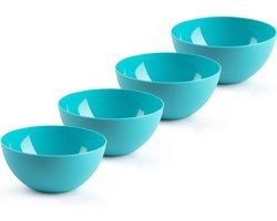 Plasticforte kommetjes/schaaltjes - 4x - dessert/ontbijt - kunststof - D17 x H8 cm - blauw