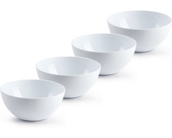 Plasticforte kommetjes/schaaltjes - 4x - dessert/ontbijt - kunststof - D17 x H8 cm - ivoor wit - BPA vrij
