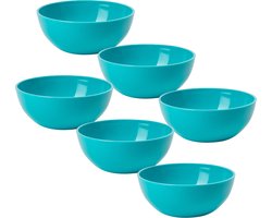Plasticforte kommetjes/schaaltjes - 6x - dessert/ontbijt - kunststof - D12 x H5 cm - blauw - BPA vrij