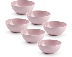 Plasticforte kommetjes/schaaltjes - 6x - dessert/ontbijt - kunststof - D12 x H5 cm - roze - BPA vrij