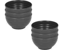 Plasticforte Kommetjes/schaaltjes - 6x - dessert/ontbijt - kunststof - D13 cm - antraciet