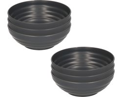 Plasticforte Kommetjes/schaaltjes - 6x - Dessert/ontbijt - Kunststof - D13 cm - antraciet