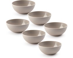 Plasticforte kommetjes/schaaltjes - 6x - dessert/ontbijt - kunststof - D17 x H7 cm - taupe