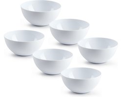 Plasticforte kommetjes/schaaltjes - 6x - dessert/ontbijt - kunststof - D17 x H8 cm - ivoor wit - BPA vrij