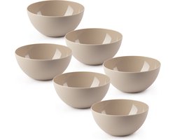 Plasticforte kommetjes/schaaltjes - 6x - dessert/ontbijt - kunststof - D17 x H8 cm - taupe