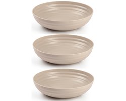 Plasticforte Kommetjes/schaaltjes - 6x - dessert/ontbijt - kunststof - D22 x 5.5 cm - taupe