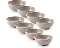 Plasticforte kommetjes/schaaltjes - 8x - dessert/ontbijt - kunststof - D12 x H5 cm - taupe