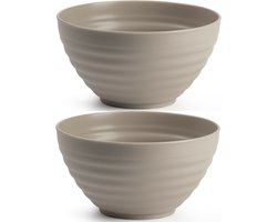 Plasticforte Kommetjes/schaaltjes - 8x - dessert/ontbijt - kunststof - D15 x 8 cm - taupe