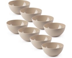 Plasticforte kommetjes/schaaltjes - 8x - dessert/ontbijt - kunststof - D17 x H8 cm - taupe