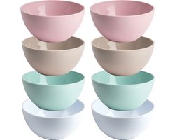 Plasticforte Kommetjes/schaaltjes - 8x stuks - dessert/ontbijt - kunststof - D14 cm - kleurenmix