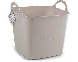 Plasticforte Kuip/emmer/wasmand - flexibel - beige - 43 liter - vierkant - kunststof - 40 x 40 x 44 cm