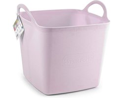 Plasticforte Kuip/emmer/wasmand - flexibel - roze - 27 liter - vierkant - kunststof - 36 x 34 x 37 cm