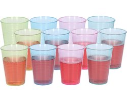 Plasticforte kunststof drinkglazen - 12x stuks - gekleurd - 360 ml - waterglazen - kinderen