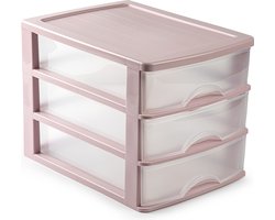 Plasticforte Ladeblok - roze - 3 lades - L35,5xB27xH26 - bureau organizer
