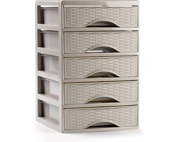 PlasticForte Ladeblokje - bureau organizer met 5x lades - beige - L18xB21xH28 cm