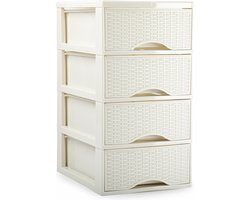 Plasticforte Ladeblokje/bureau organizer - 4 lades - creme wit - L24 x W18 x H34 cm