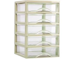 Plasticforte Ladeblokje/bureau organizer 5x lades - beige/transparant - L18 x B21 x H28 cm - plastic