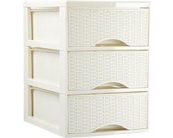 Plasticforte Ladeblokje/bureau organizer met 3x lades - creme wit - L18 x B25 x H25 cm