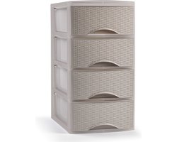Plasticforte Ladeblokje/bureau organizer met 4 lades - beige - H34 x B18 x D25 cm