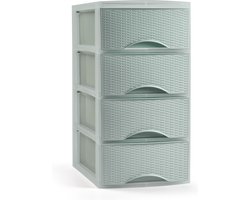 Plasticforte Ladeblokje/bureau organizer met 4 lades - mintgroen - H34 x B18 x D25 cm