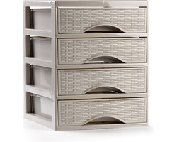 Plasticforte Ladeblokje/bureau organizer met 4x lades - beige - L18 x B21 x H23 cm