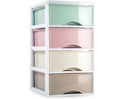 Plasticforte Ladeblokje/bureau organizer met 4x lades - multi kleur - L18 x B25 x H33 cm