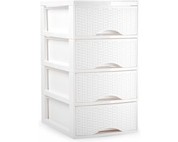 Plasticforte Ladeblokje/bureau organizer met 4x lades - wit - L24 x B18 x H34 cm
