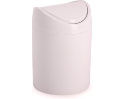 Plasticforte Mini prullenbakje - roze - kunststof - met klepdeksel - keuken aanrecht/tafel model - 1,4L - 12 x 17 cm