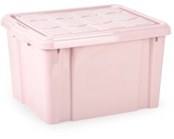 Plasticforte Multi Storage Opslagbox met deksel - roze - 25 liter - 42 x 25 x 30 cm - kunststof - opbergdoos - opbergen
