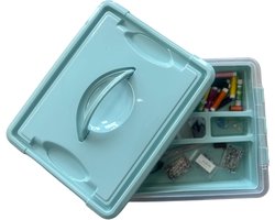 Plasticforte Naaidoos/naaigerei opbergbox - groen -12L - 34 x 27 x 18 cm - met vakverdeling tray - wol/garen/spelden
