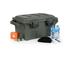 Plasticforte Nood Pakket opberg box kist - waterdicht - kunststof - 47 x 30 x 21 cm - 30 liter - army groen
