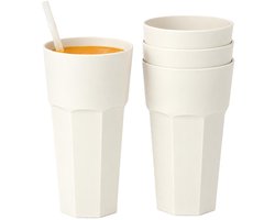 Plasticforte onbreekbaar drinkglas - 10x - kunststof - ivoor wit - 600 ml - drinkglazen - lichtgewicht - 9 x 16 cm - stapelbaar