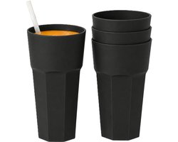 Plasticforte onbreekbaar drinkglas - 10x - kunststof - zwart - 600 ml - drinkglazen - lichtgewicht - 9 x 16 cm - stapelbaar