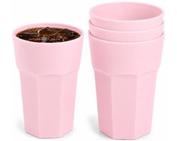 Plasticforte onbreekbaar drinkglas - 36x - kunststof - roze - 520 ml - drinkglazen - lichtgewicht - 9 x 13 cm - stapelbaar